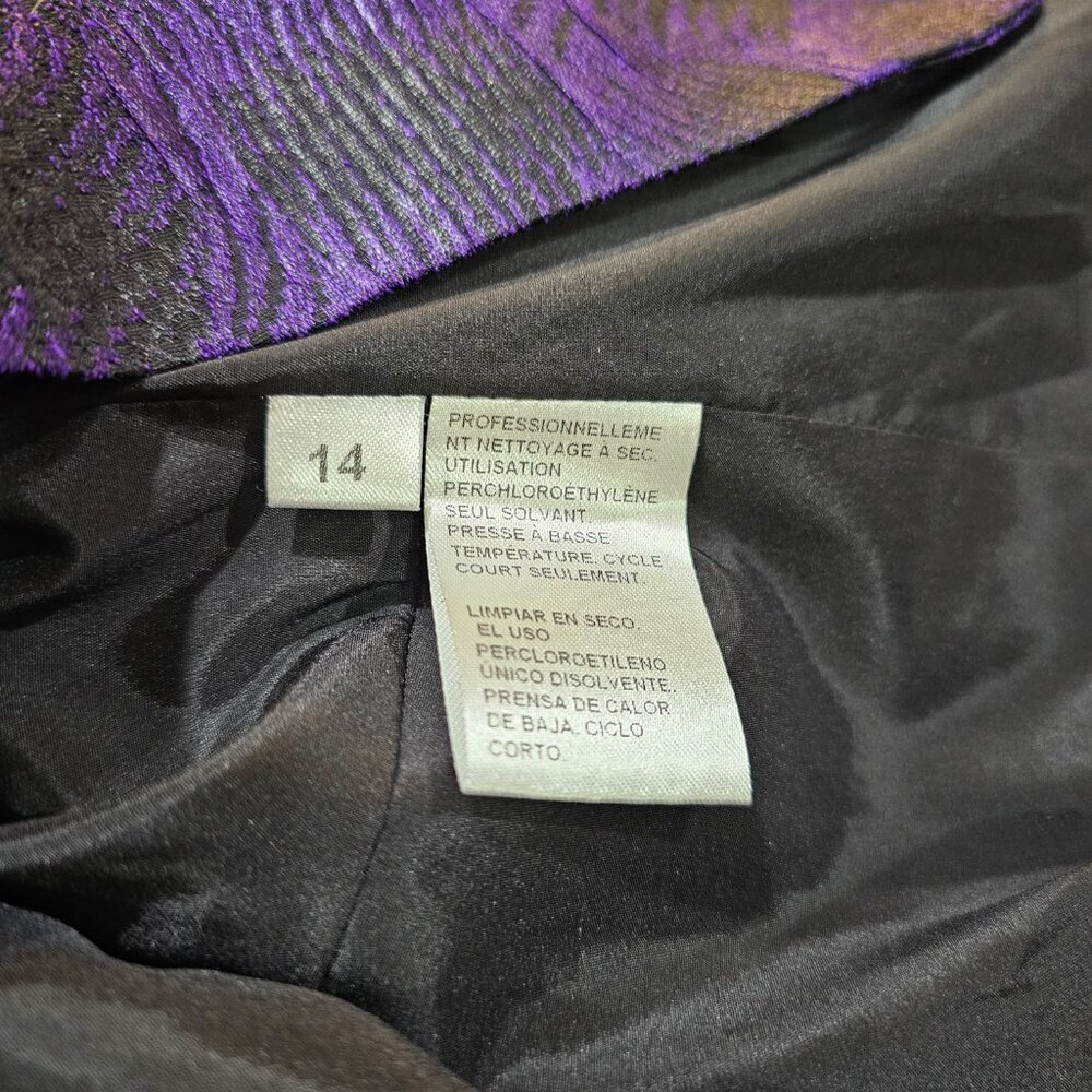 Women's Doncaster Black & Purple Dressy Ruched Blazer Jacket Size 14 - Picture 7 of 7